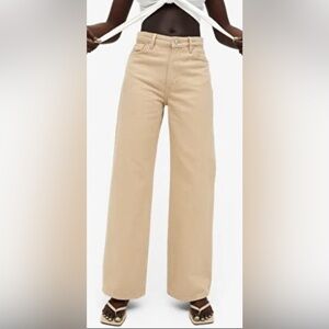 MONKL Sz 27 YOKO Jeans Pants Wide Leg High Rise in Beige NEW WITH TAGS